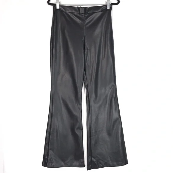 Anthropologie Hutch FAUX LEATHER Pants Flare Black Size‎ 4